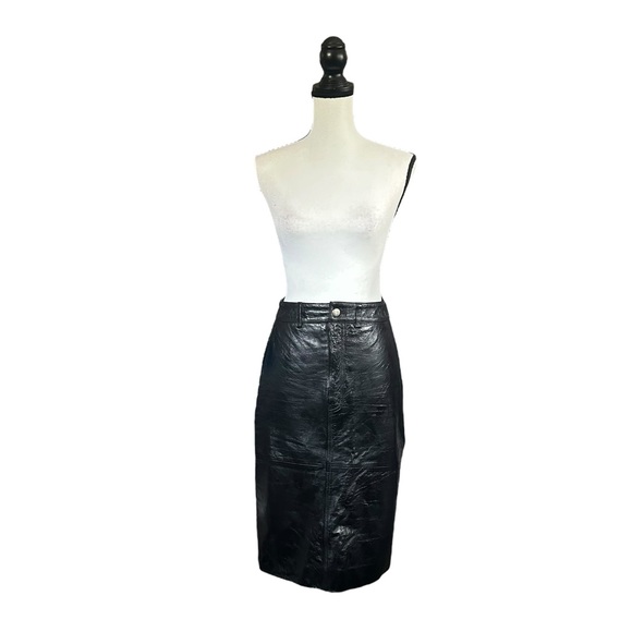 LPA Revolve Black Leather Midi Pencil Skirt Goth Punk Sexy...